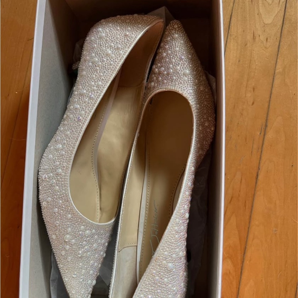 Betsey Johnson Pearl White Beaded Heels